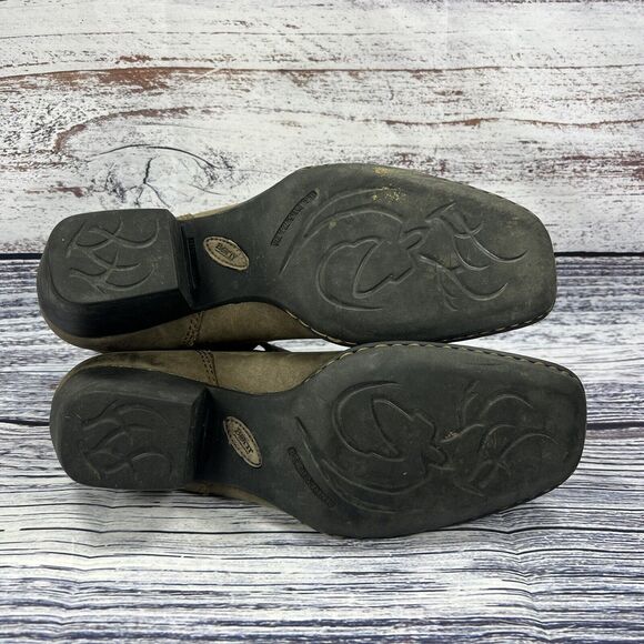 Born Rascal Brown Leather Square Toe Western Ankle Booties, Women’s size 10 - Picture 7 of 10